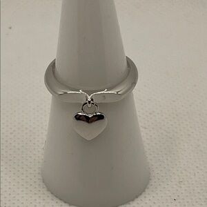 925 Sterling Silver Women’s Heart Charm Ring